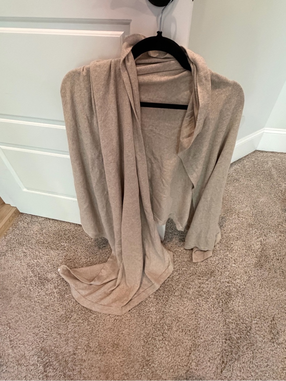 Zestt Organics Beige Draped Open Front Cardigan One Size